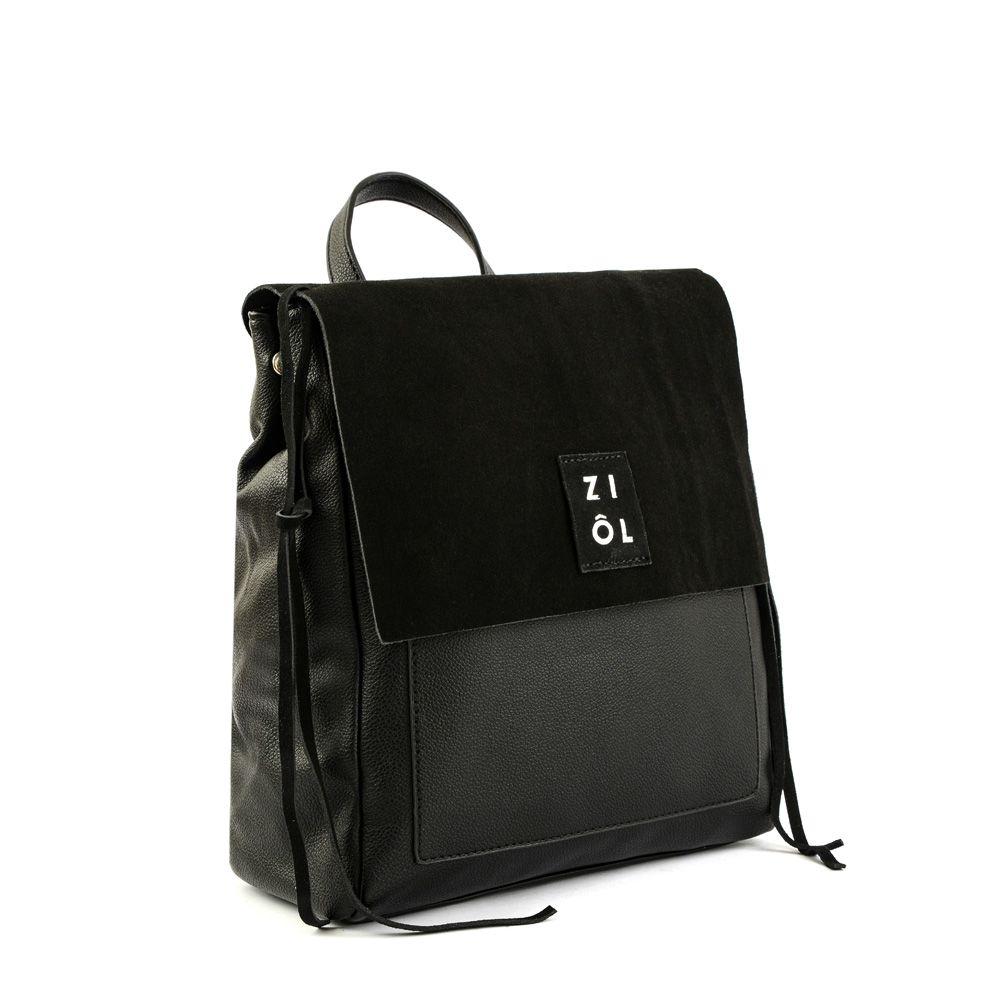 Mochila con tapa mediana adelia negro-1