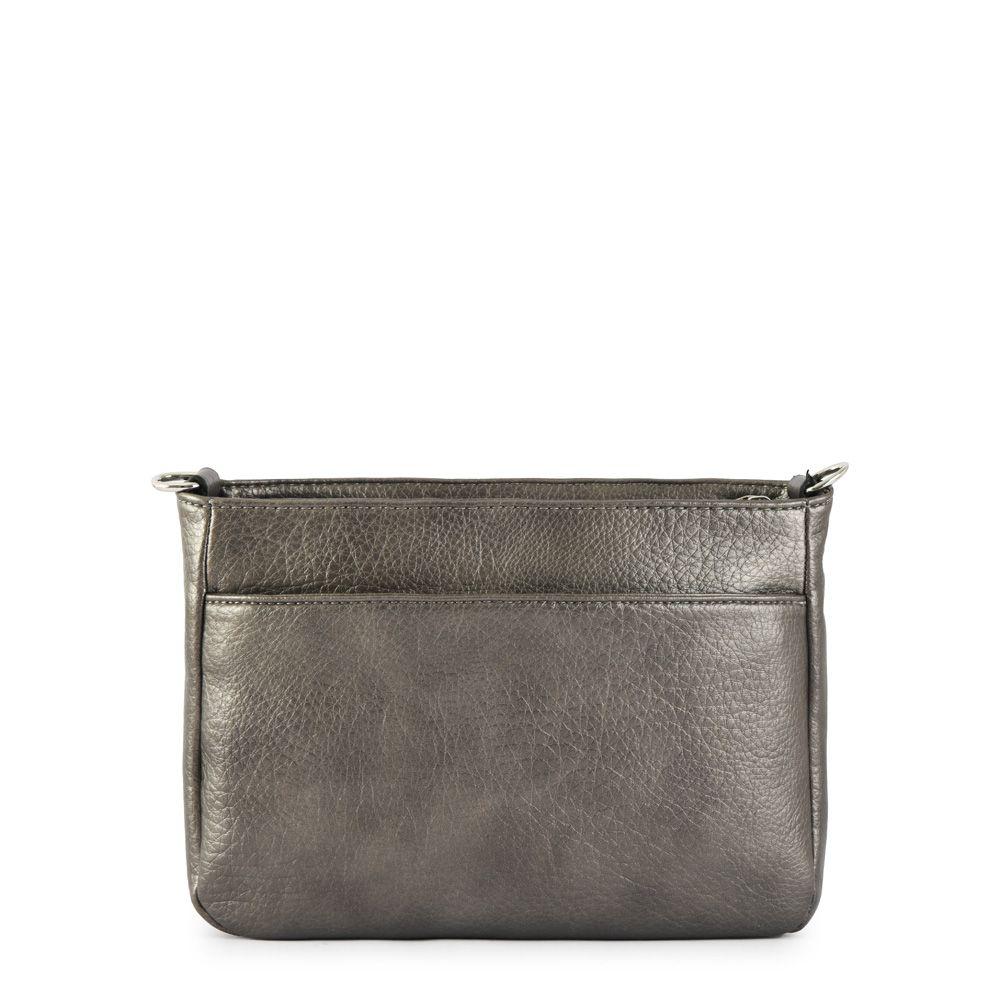 Cartera bandolera mediana agustina plateado oscuro-2