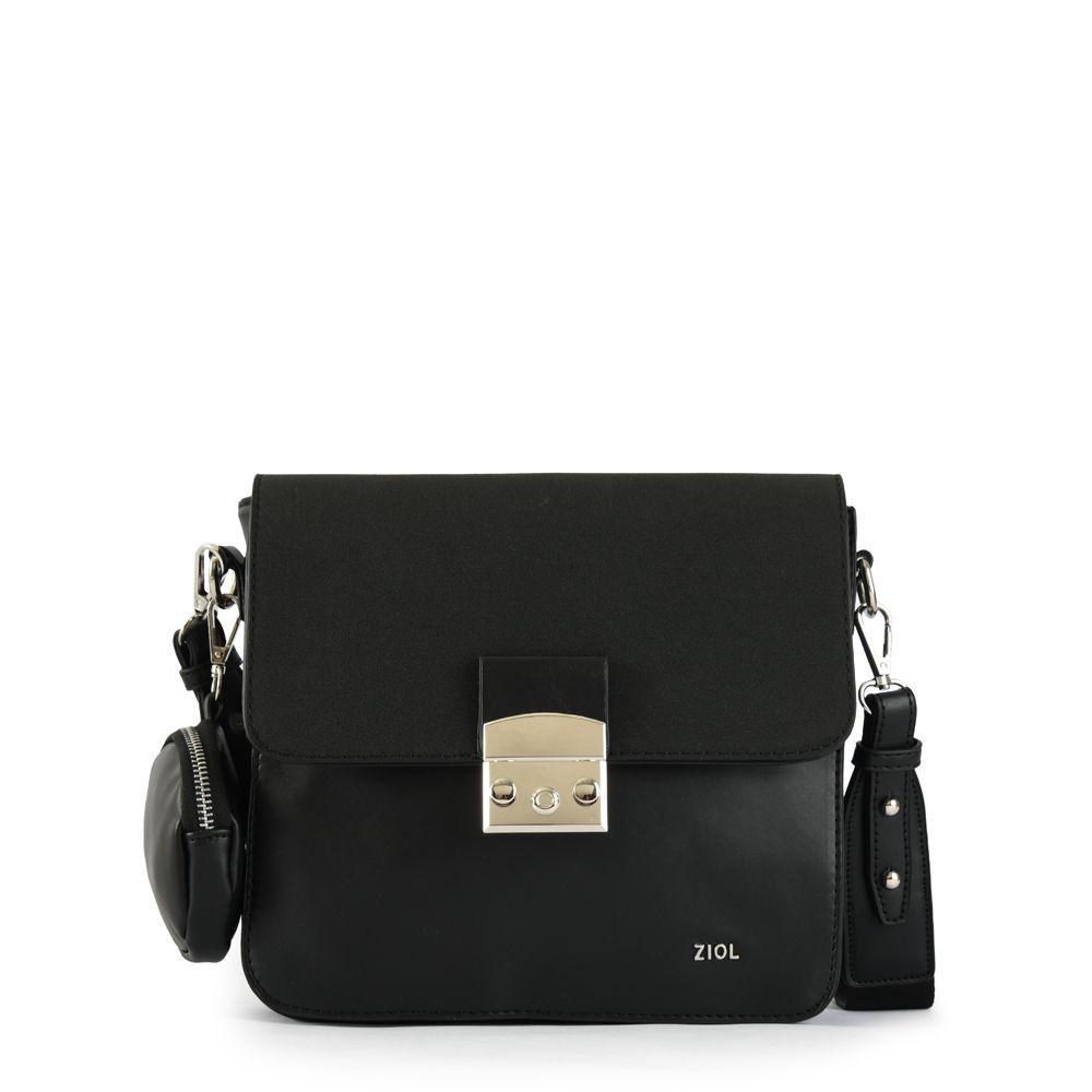 Cartera bandolera con tapa mediana gerbera negro-0