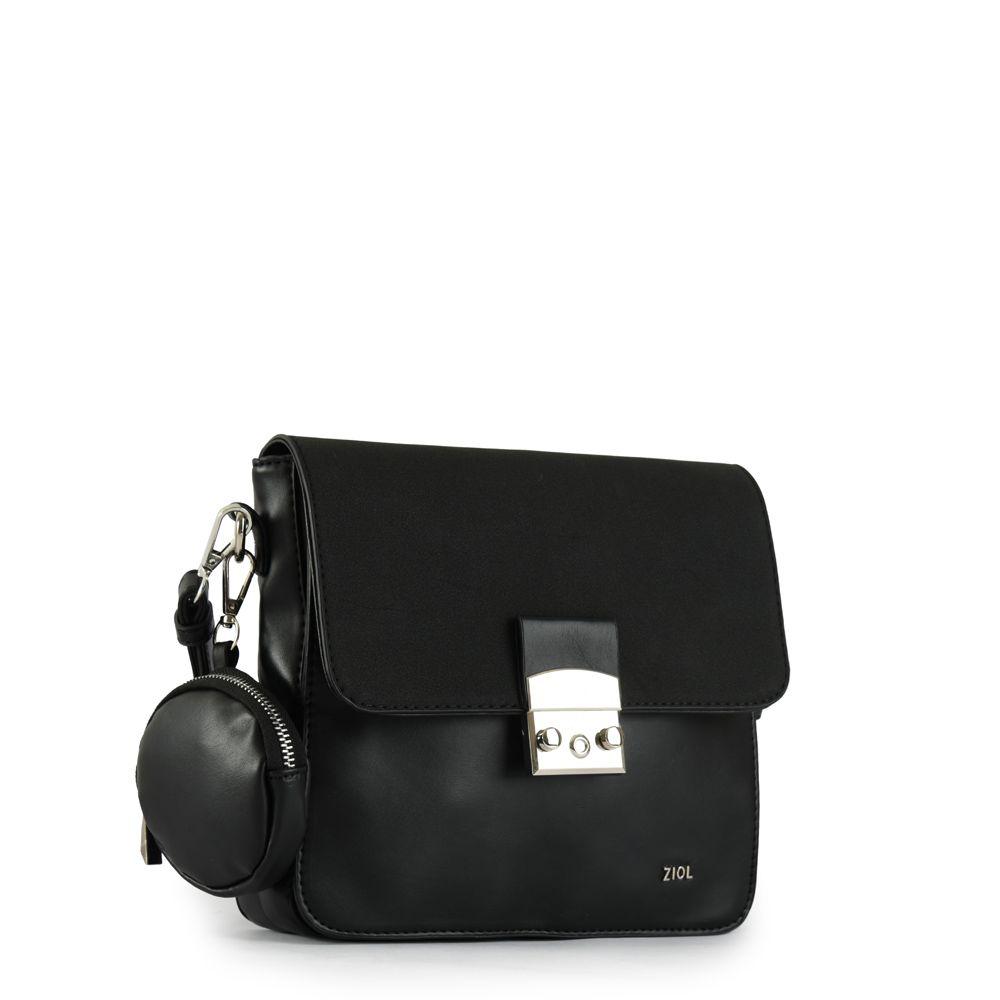 Cartera bandolera con tapa mediana gerbera negro-1