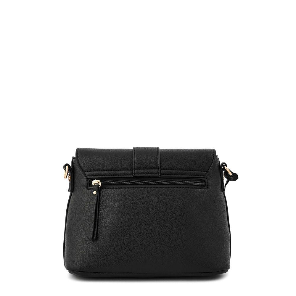 Cartera bandolera con tapa mediana creta negro-2