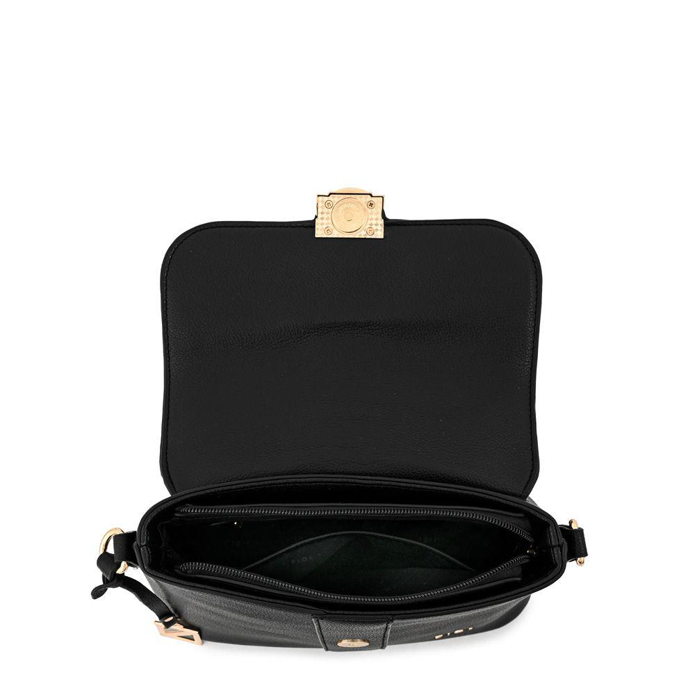 Cartera bandolera con tapa mediana creta negro-3