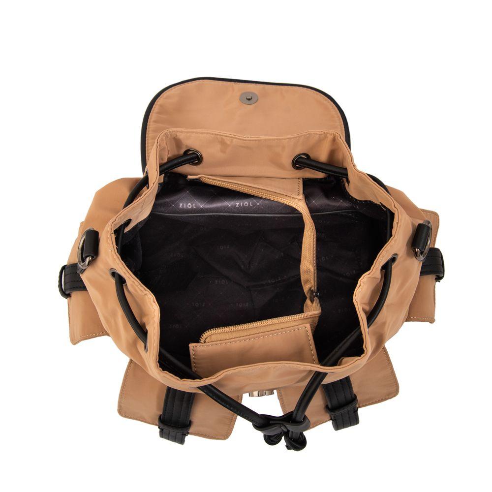 Mochila con tapa ximena mediana beige-3