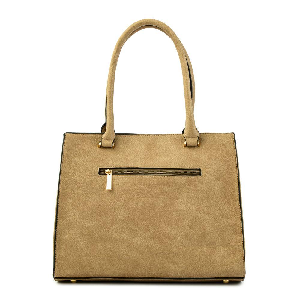 Cartera dos asas tres divisiones mediana croix beige-2