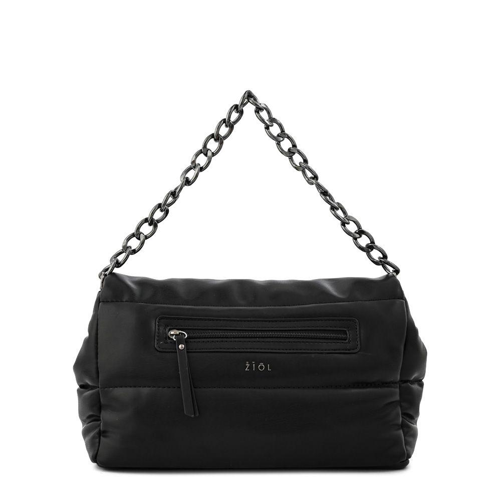 Cartera bandolera con tapa mediana silvi negro-2