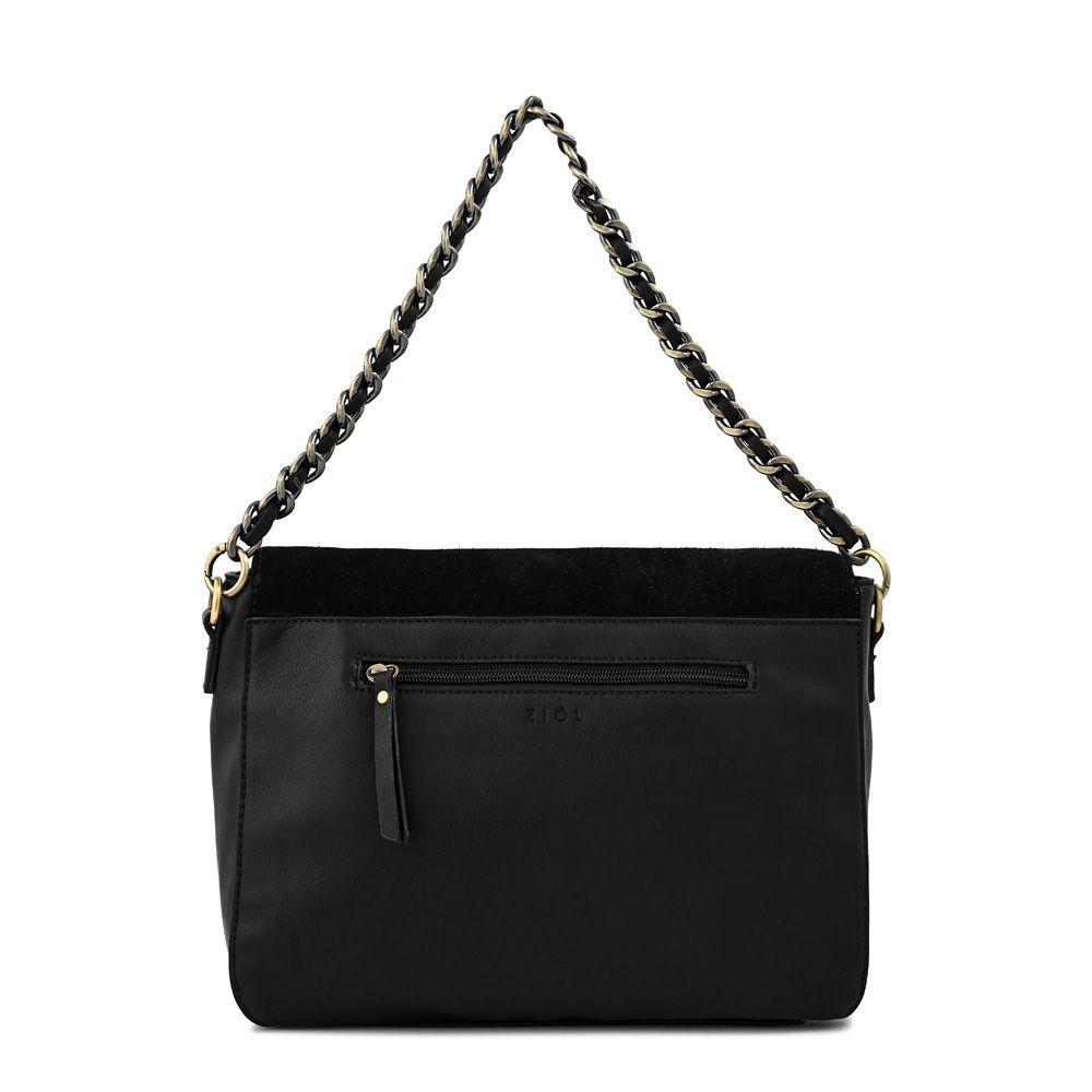 Cartera bandolera con tapa mediana doris negro especial-2