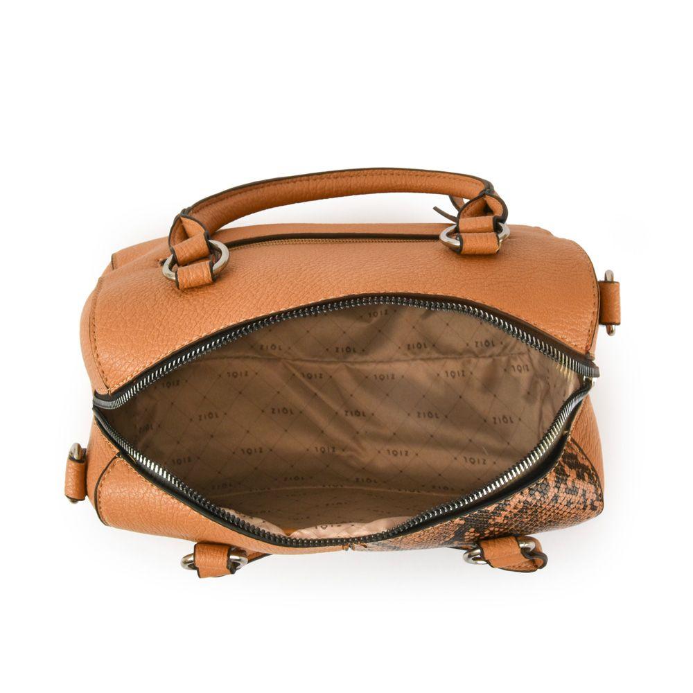 Cartera dos asas baul mediana elinna camel-3