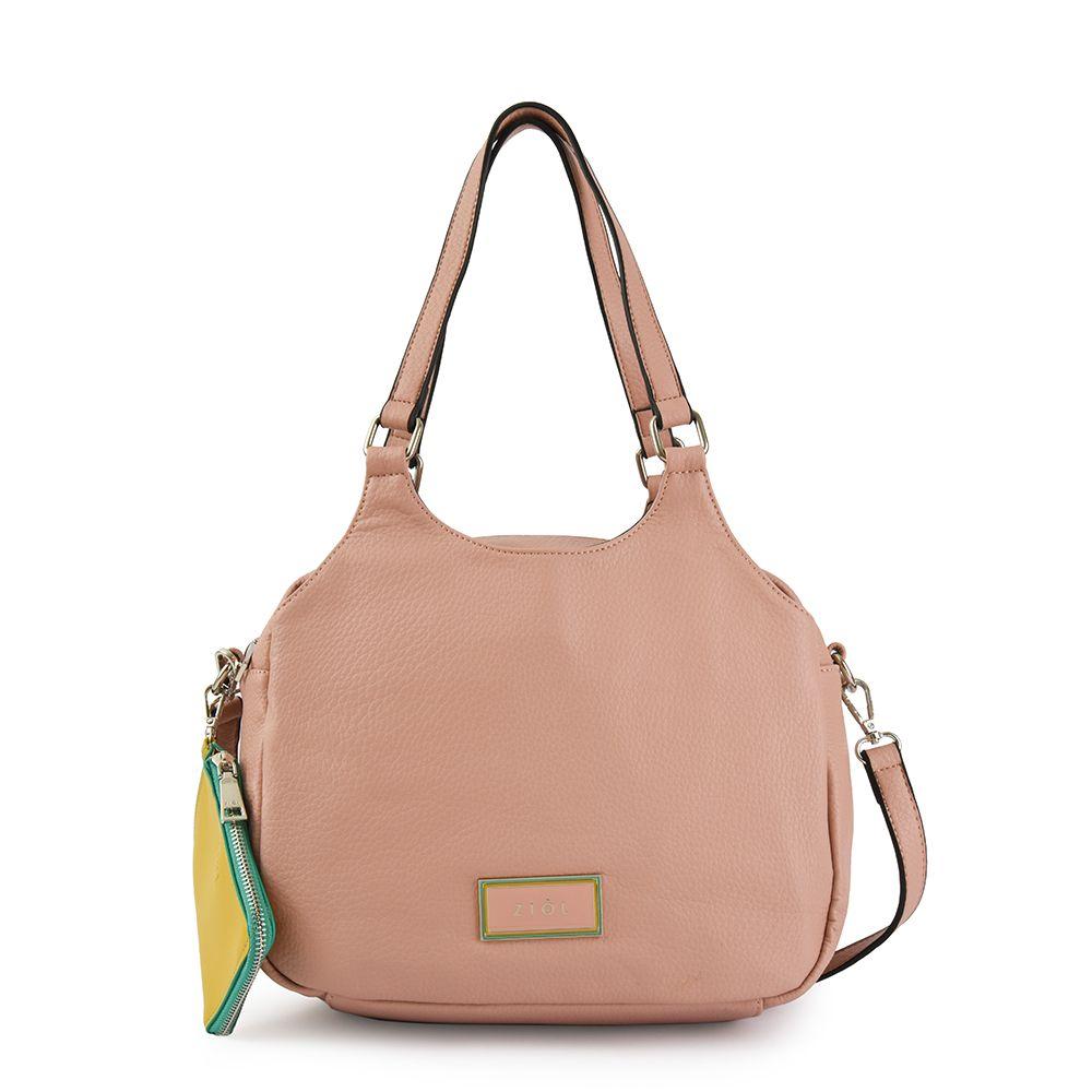 Cartera dos asas tres divisiones mediana ursulina rosa viejo-0