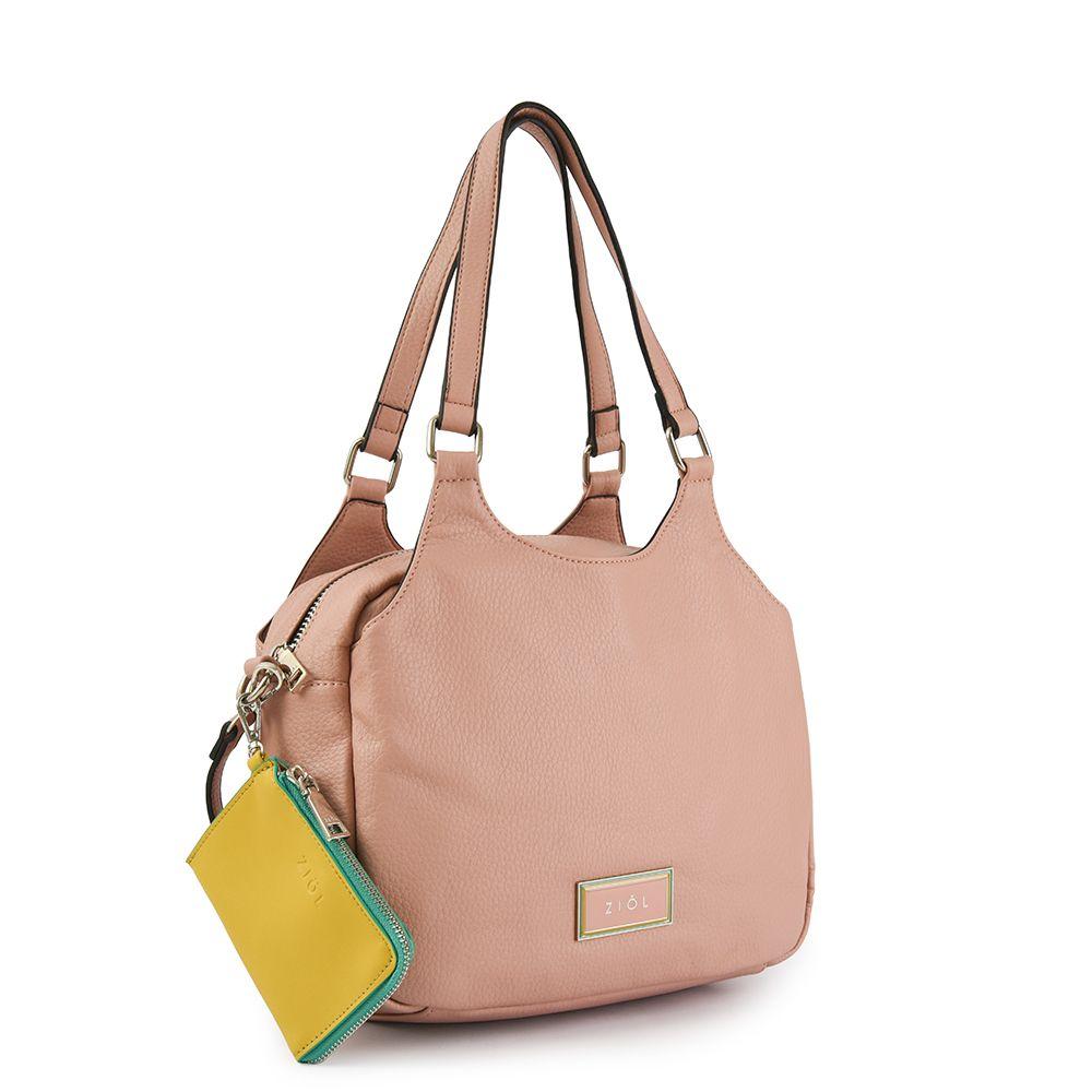 Cartera dos asas tres divisiones mediana ursulina rosa viejo-1