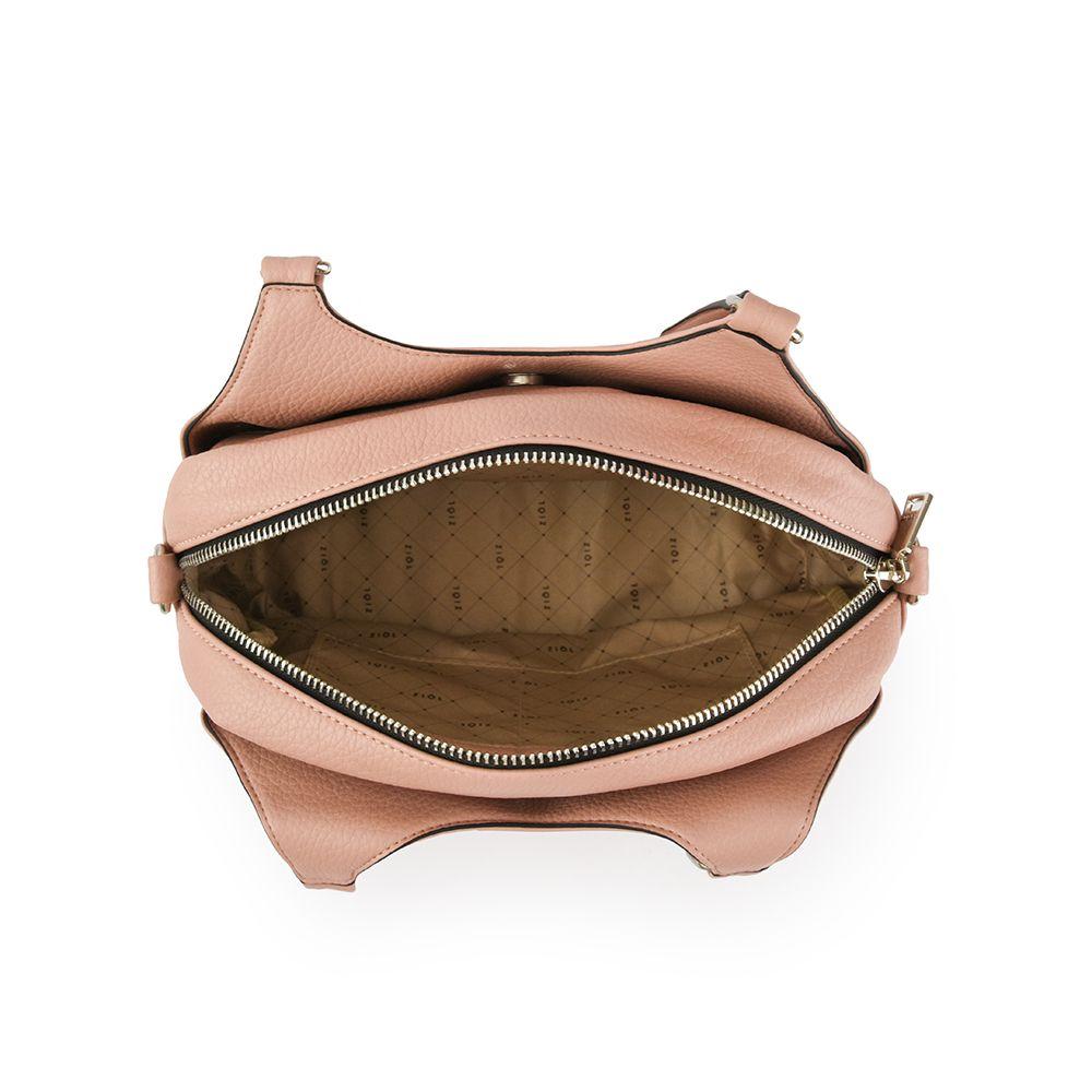 Cartera dos asas tres divisiones mediana ursulina rosa viejo-3