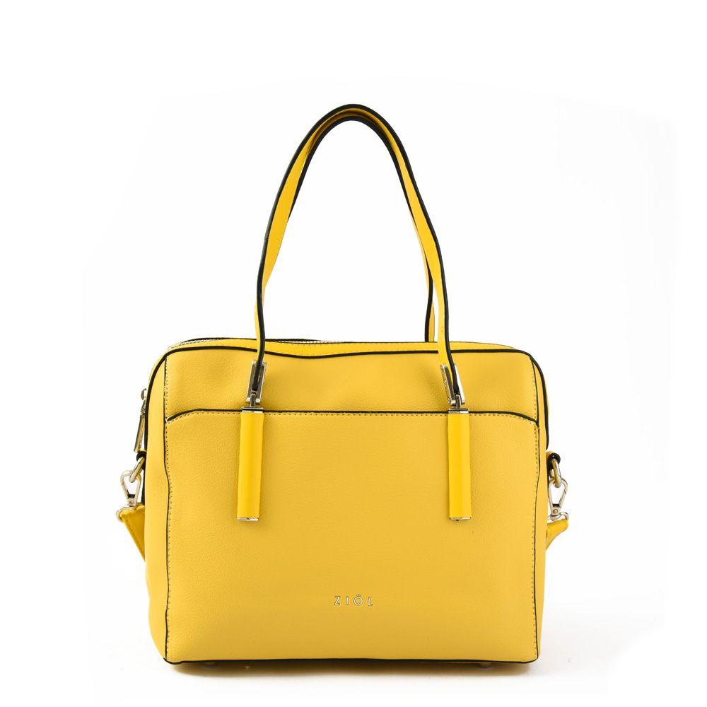 Cartera dos asas baul mediana piarot amarillo-0