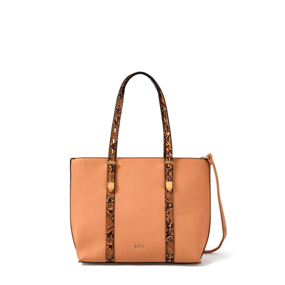 Eleuteria Cartera Tipo Dos Asas Tres Divisiones Beige Oscuro-0