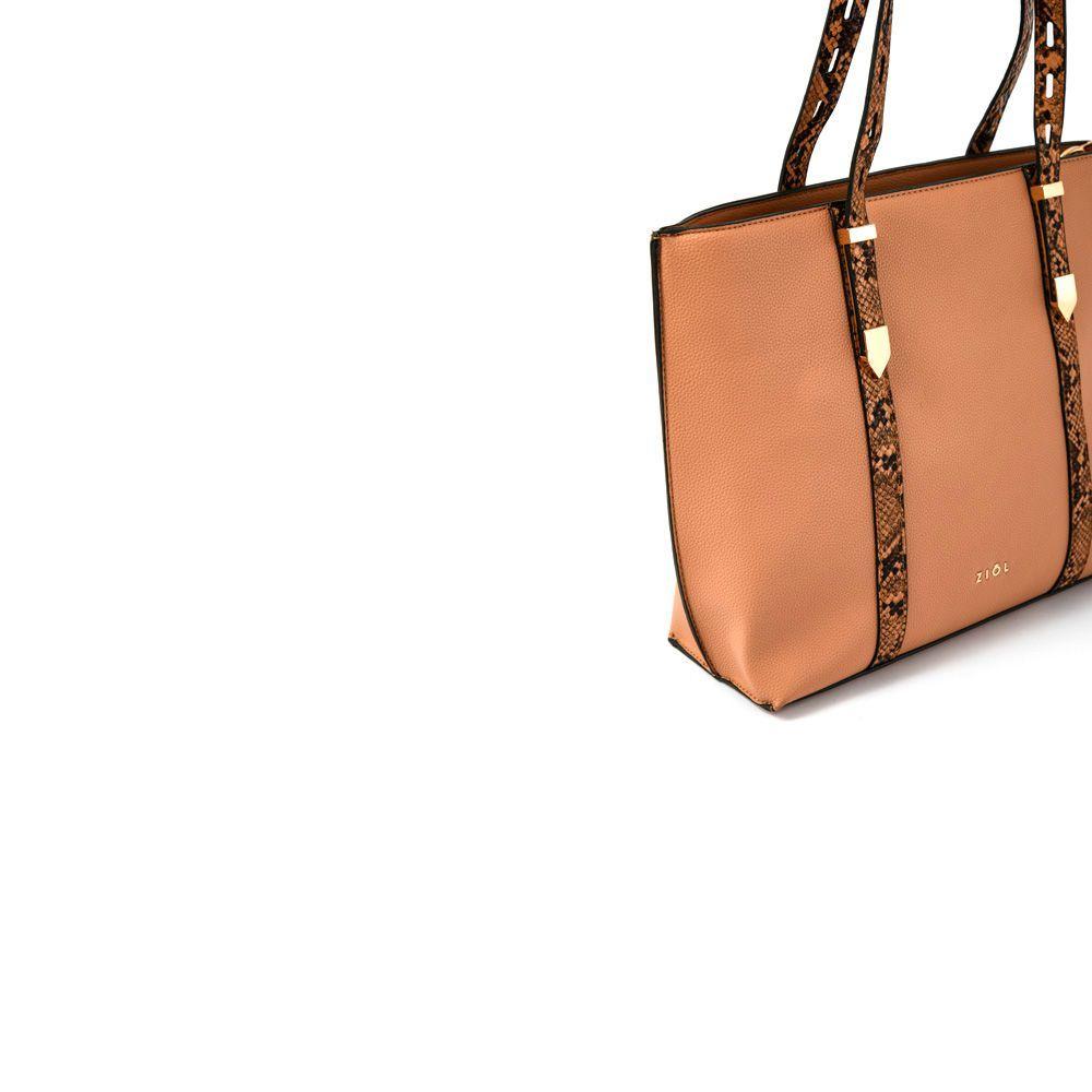 Eleuteria Cartera Tipo Dos Asas Tres Divisiones Beige Oscuro-2