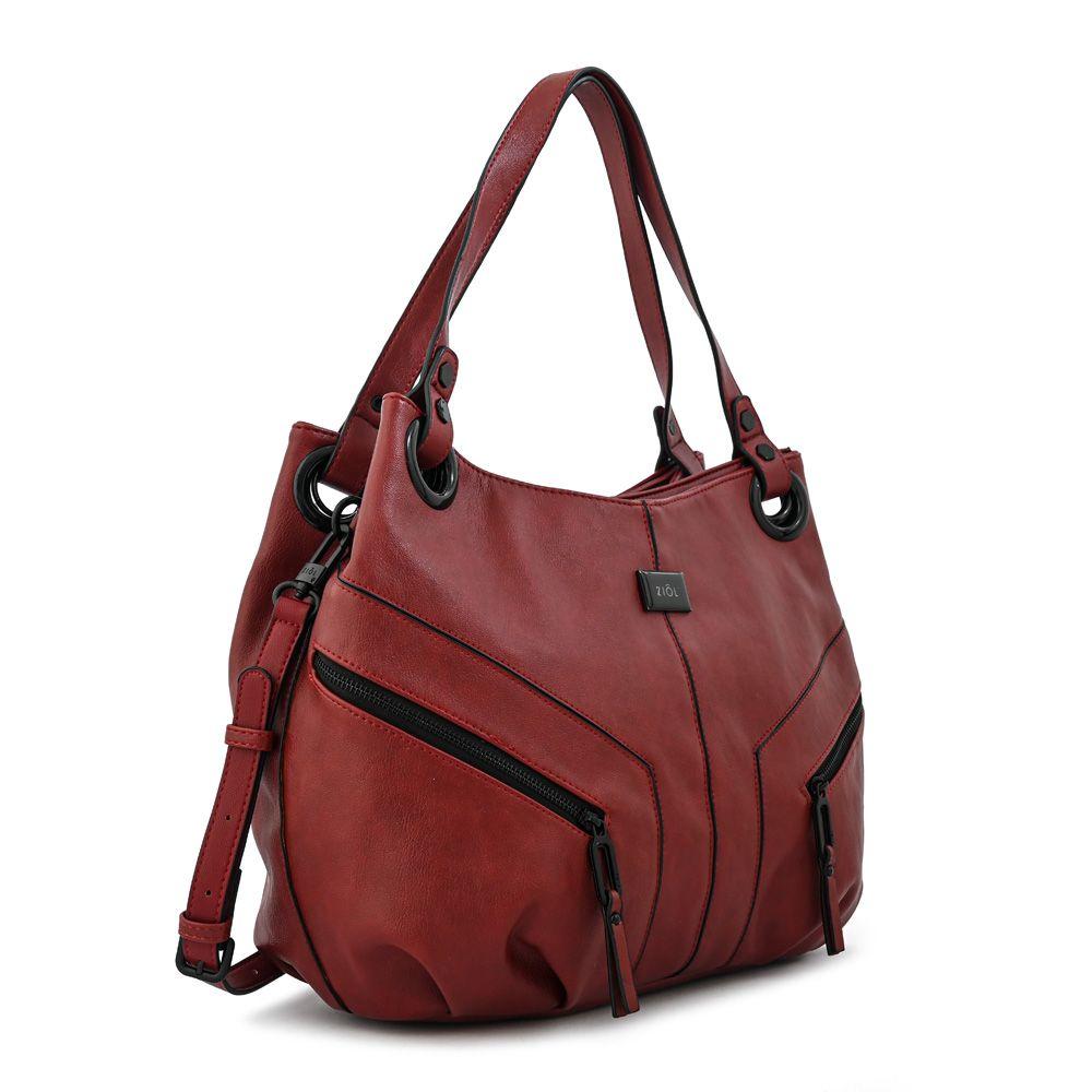 Cartera dos asas tres divisiones mediana ema rojo oscuro-1