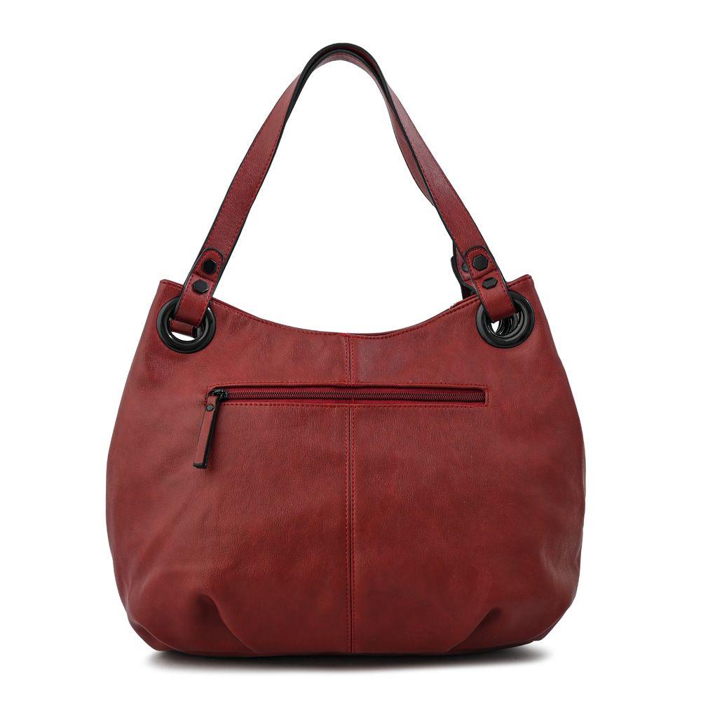 Cartera dos asas tres divisiones mediana ema rojo oscuro-2