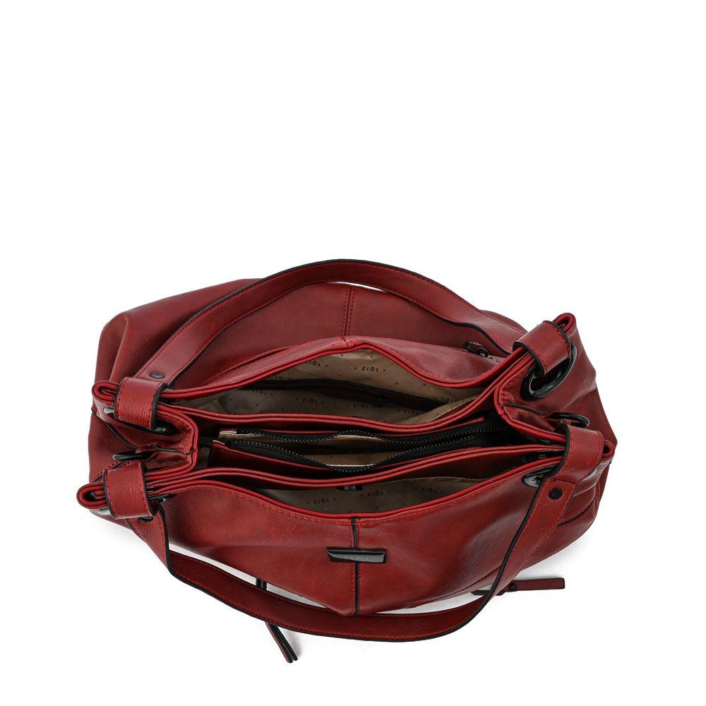 Cartera dos asas tres divisiones mediana ema rojo oscuro-3