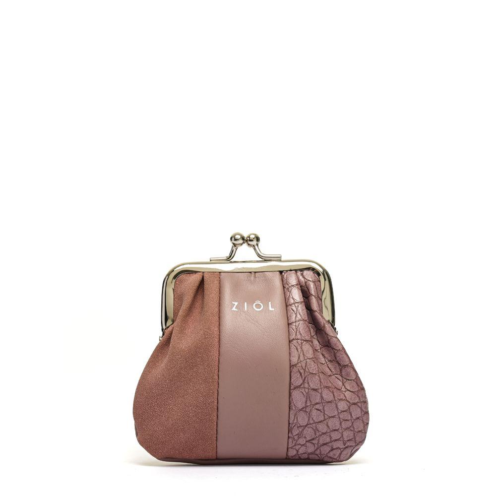 Monedero pellizco pequeña epoque rosa viejo-1