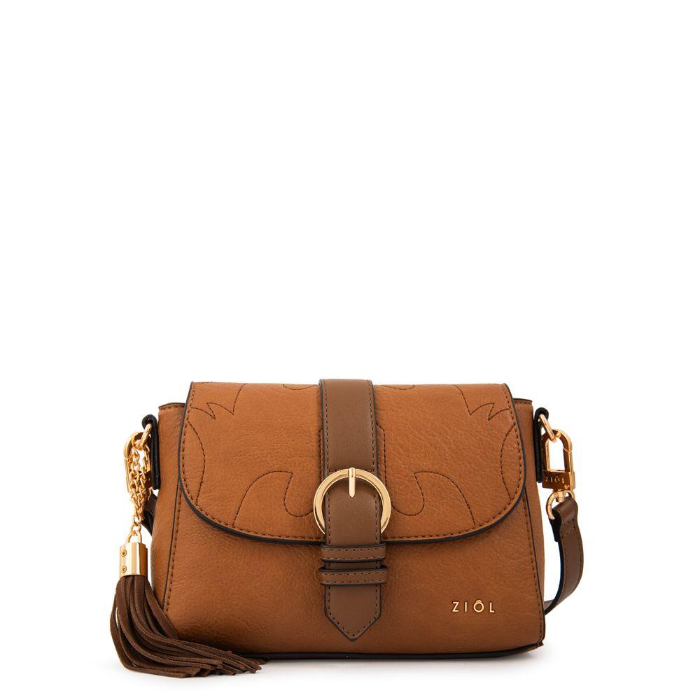 Cartera bandolera con tapa fabiola café-0