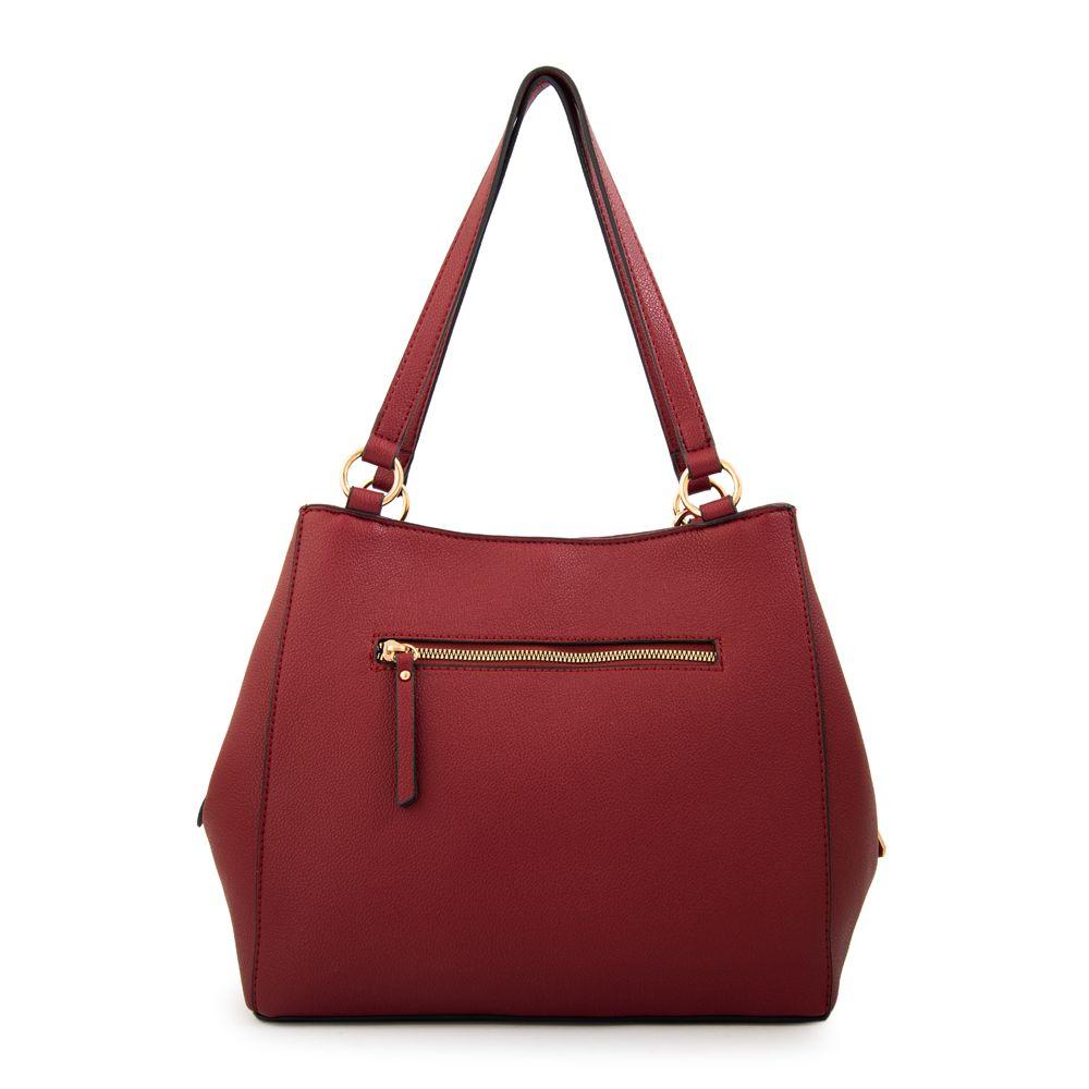 Cartera tote tres divisiones michelle grande rojo oscuro-2