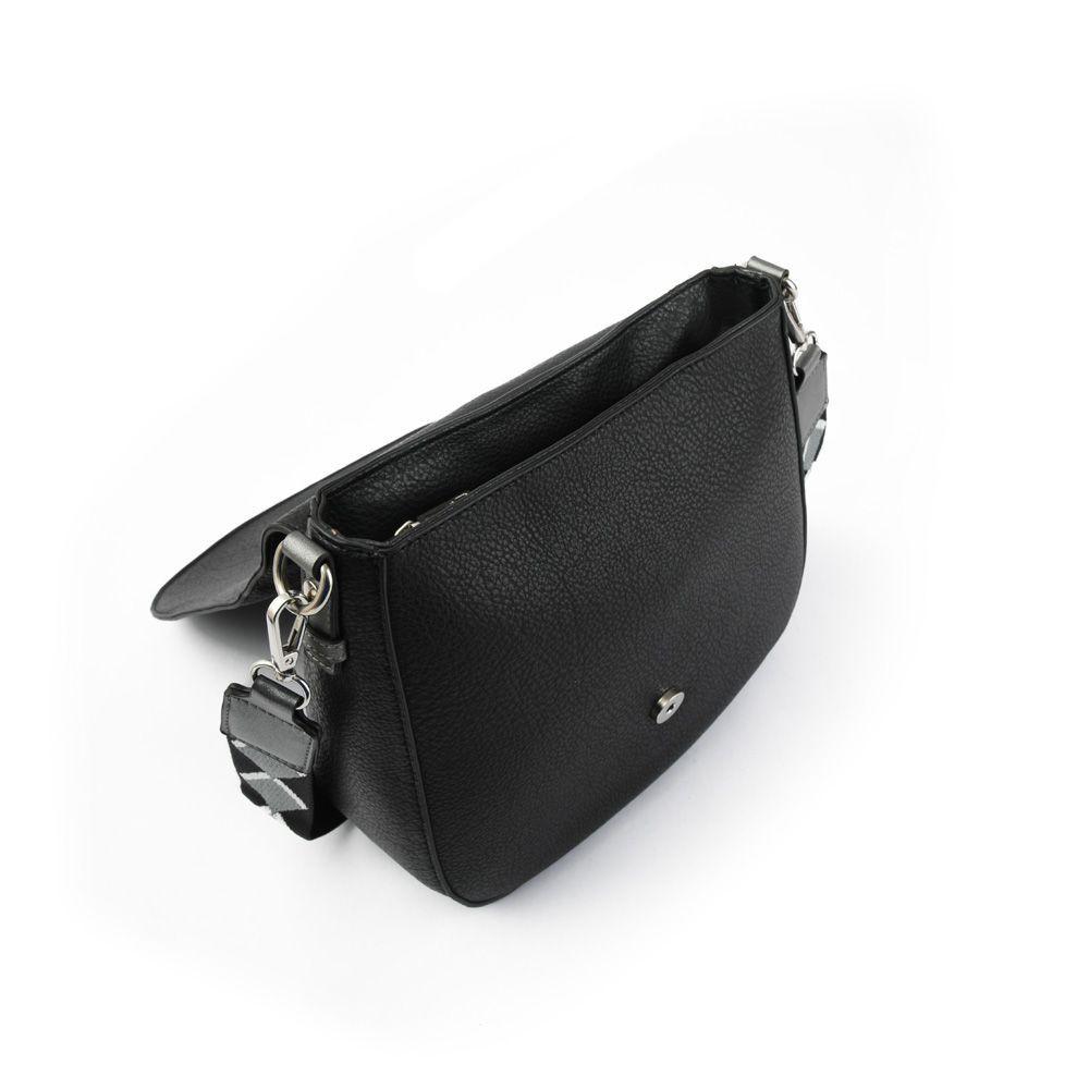 Turin Cartera Bandolera Con Tapa Mediana Negro-2