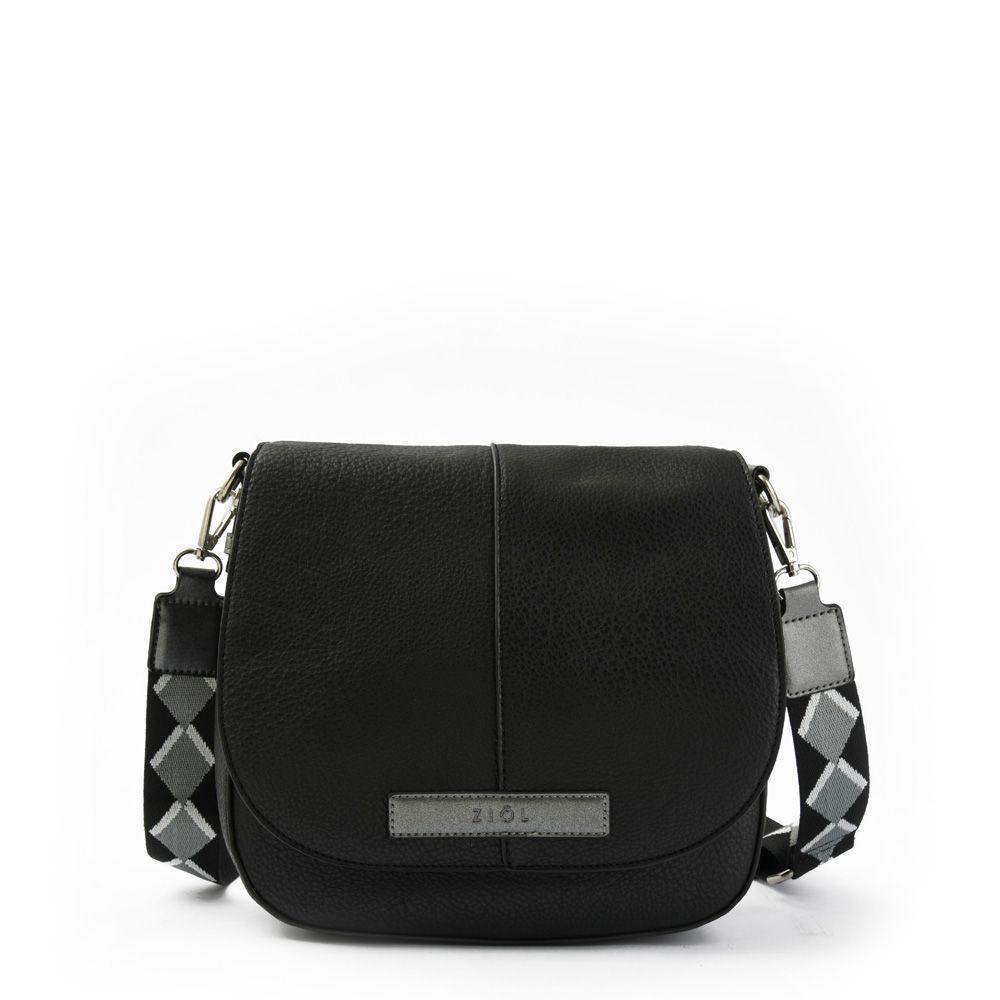 Turin Cartera Bandolera Con Tapa Mediana Negro-0