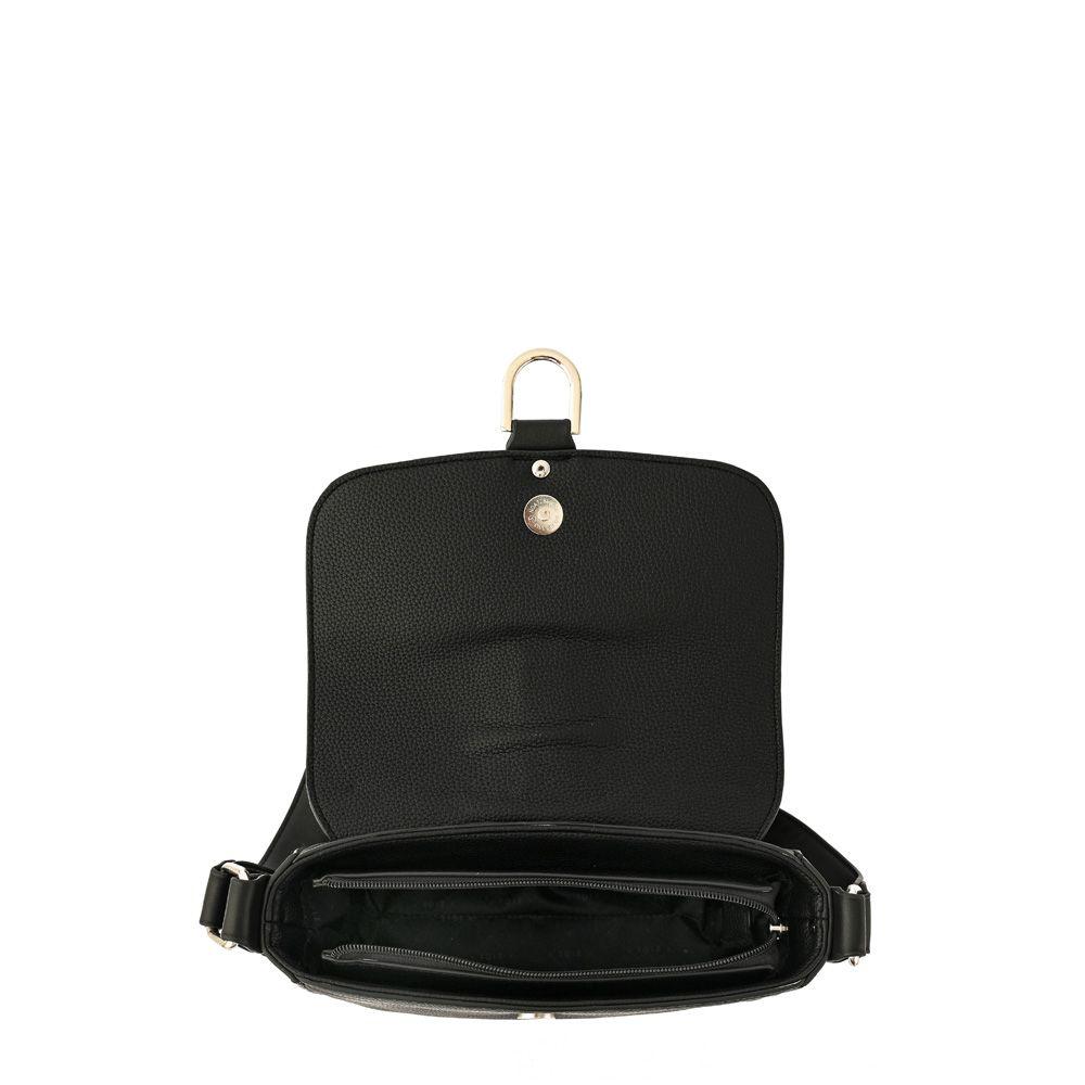 Cartera bandolera con tapa pequeña federica negro especial-3