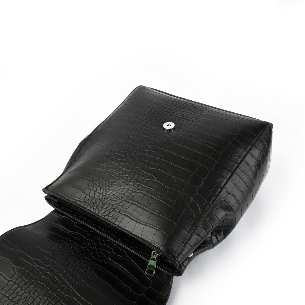 Serafina Mochila Con Tapa Mediana Negro-3