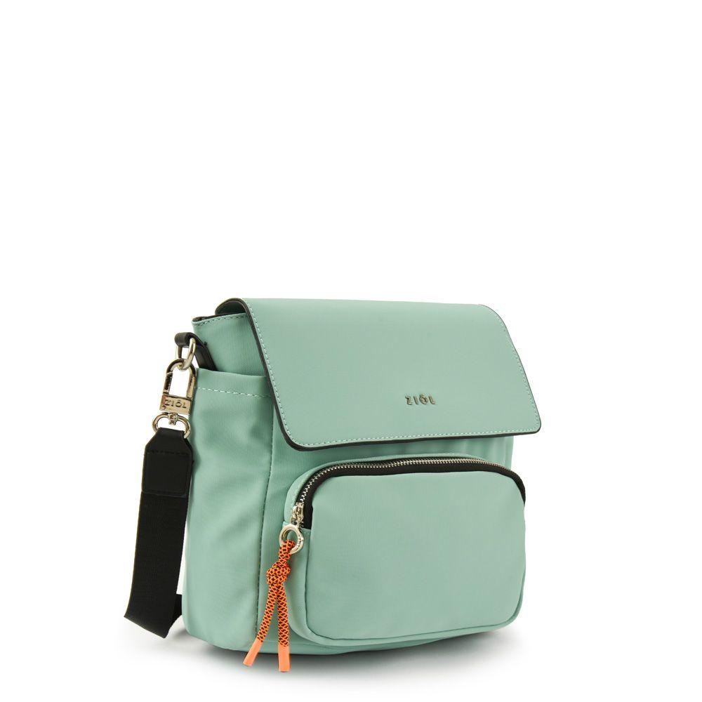 Cartera bandolera con tapa mediana lina verde agua-1