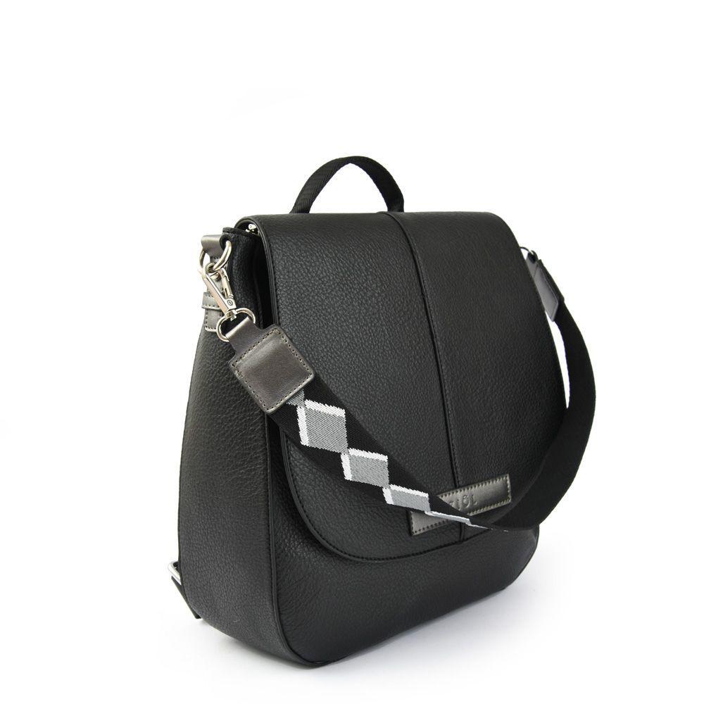 Turin Mochila Con Tapa Mediana Negro-1