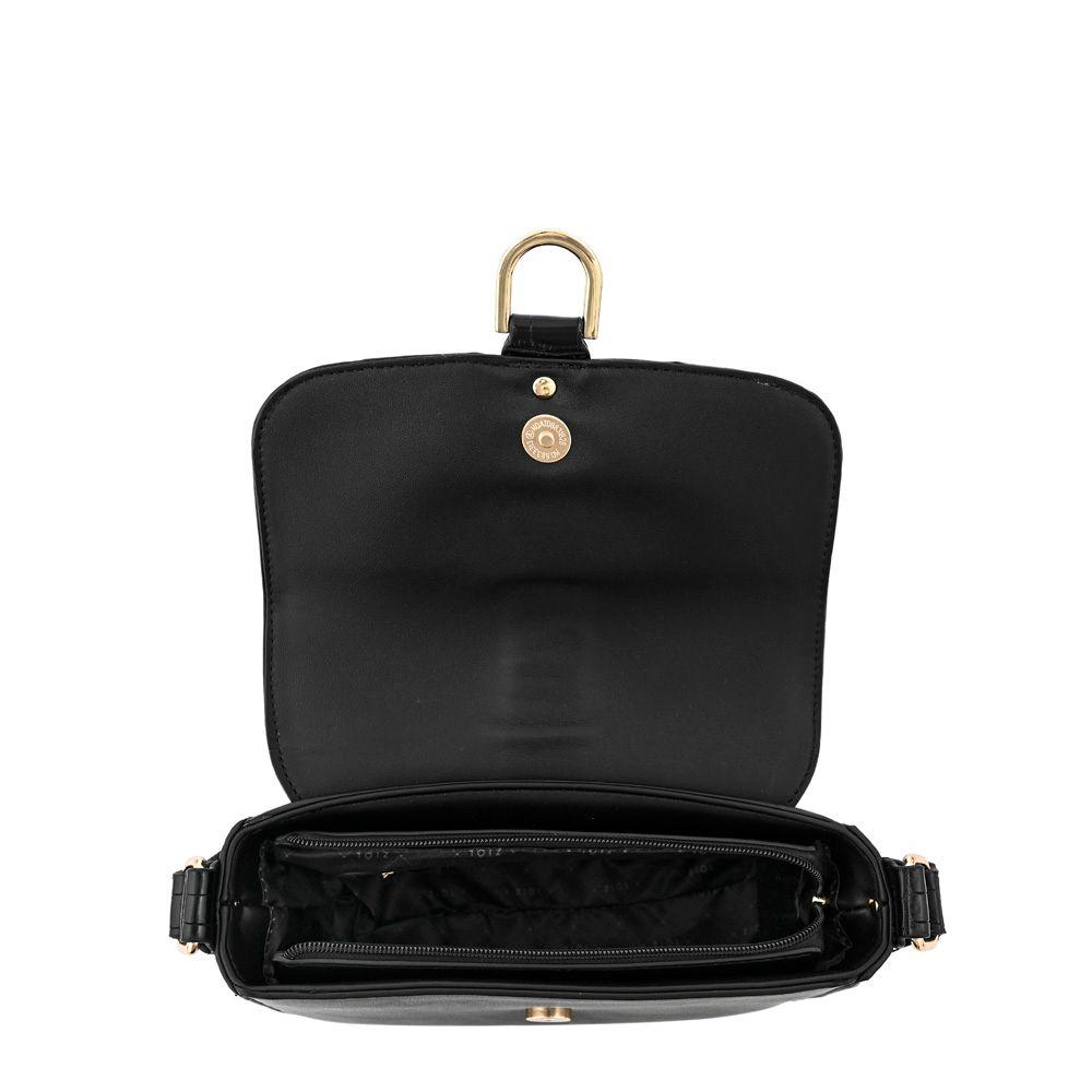 Cartera bandolera con tapa pequeña federica negro-3
