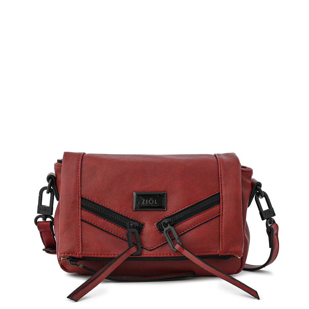 Cartera bandolera con tapa pequeña ema rojo oscuro-0