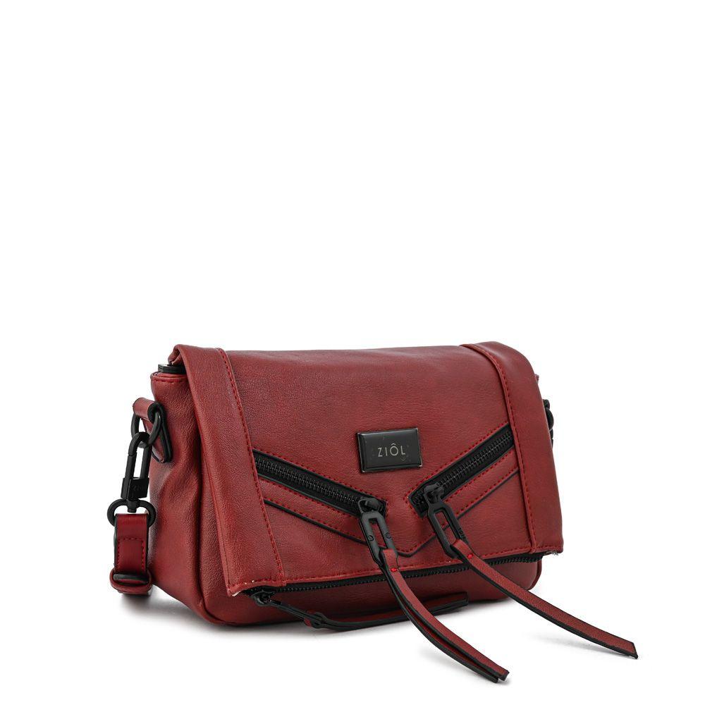 Cartera bandolera con tapa pequeña ema rojo oscuro-1
