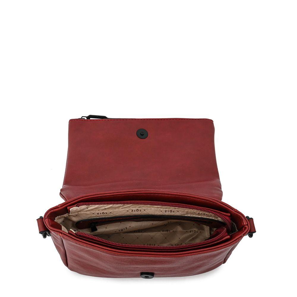 Cartera bandolera con tapa pequeña ema rojo oscuro-3