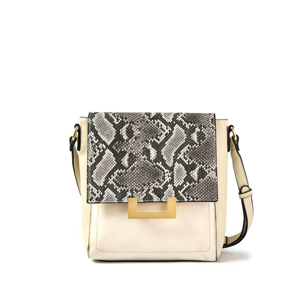 Alamanda Cartera Tipo Bandolera Con Tapa Beige-0