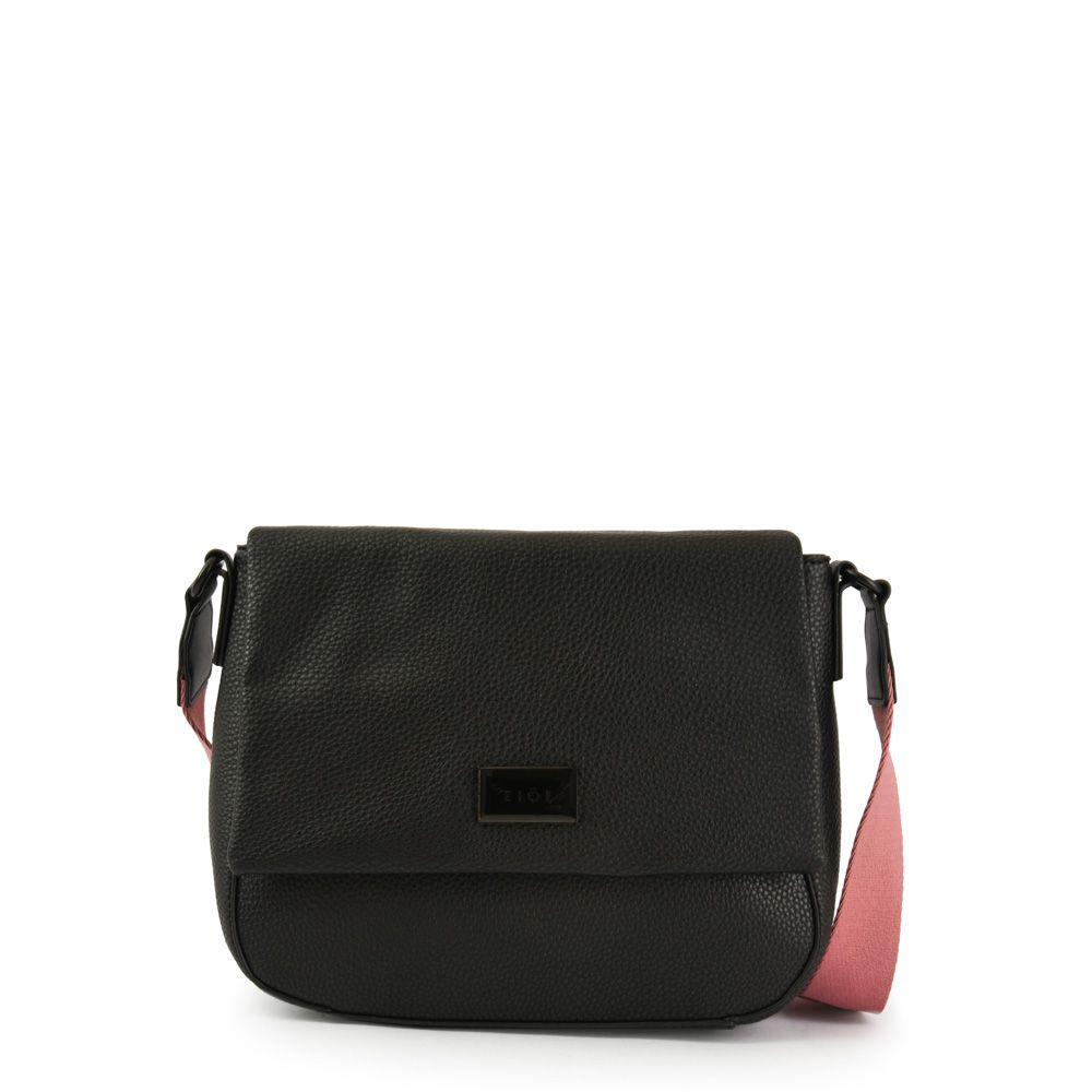 Cartera bandolera con tapa mediana charlize negro-0