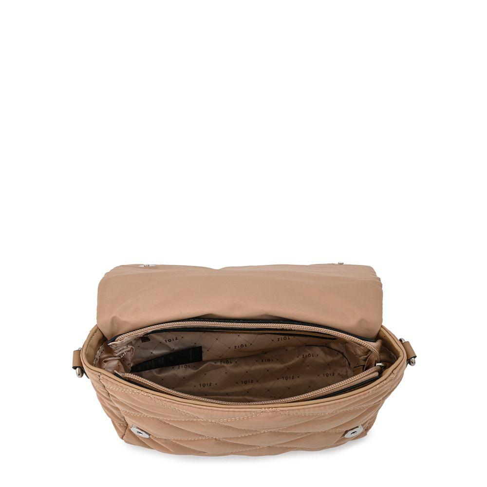 Cartera bandolera con tapa pequeña elvira beige oscuro-3