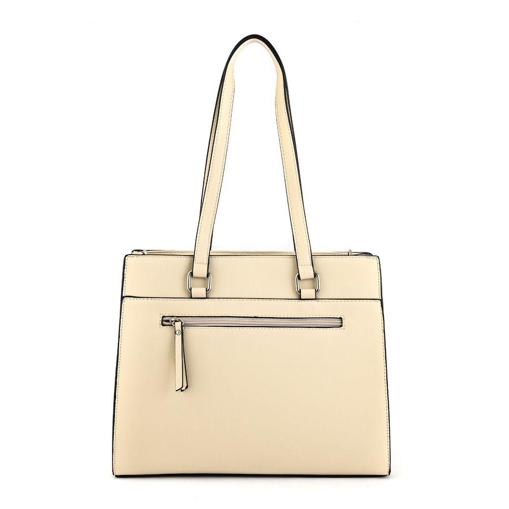 Cartera dos asas tres divisiones mediana inisa blanco crudo-2