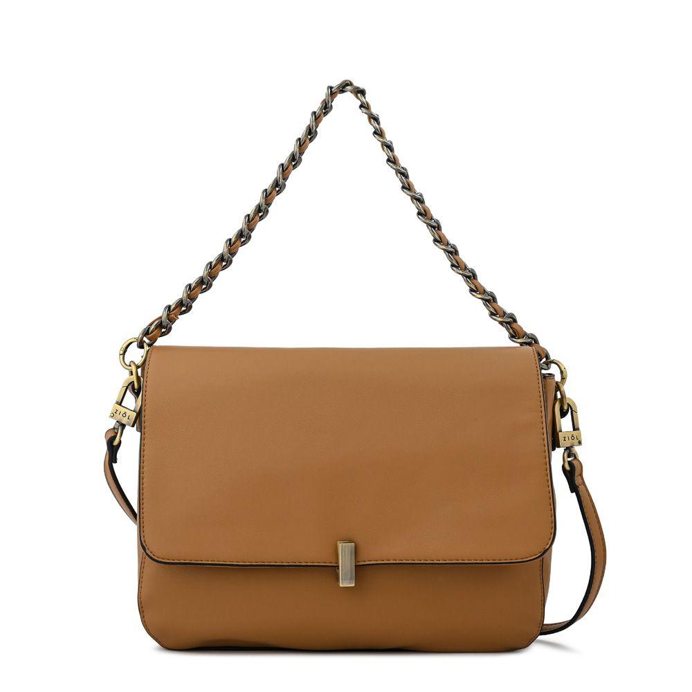 Cartera bandolera con tapa mediana doris beige-0