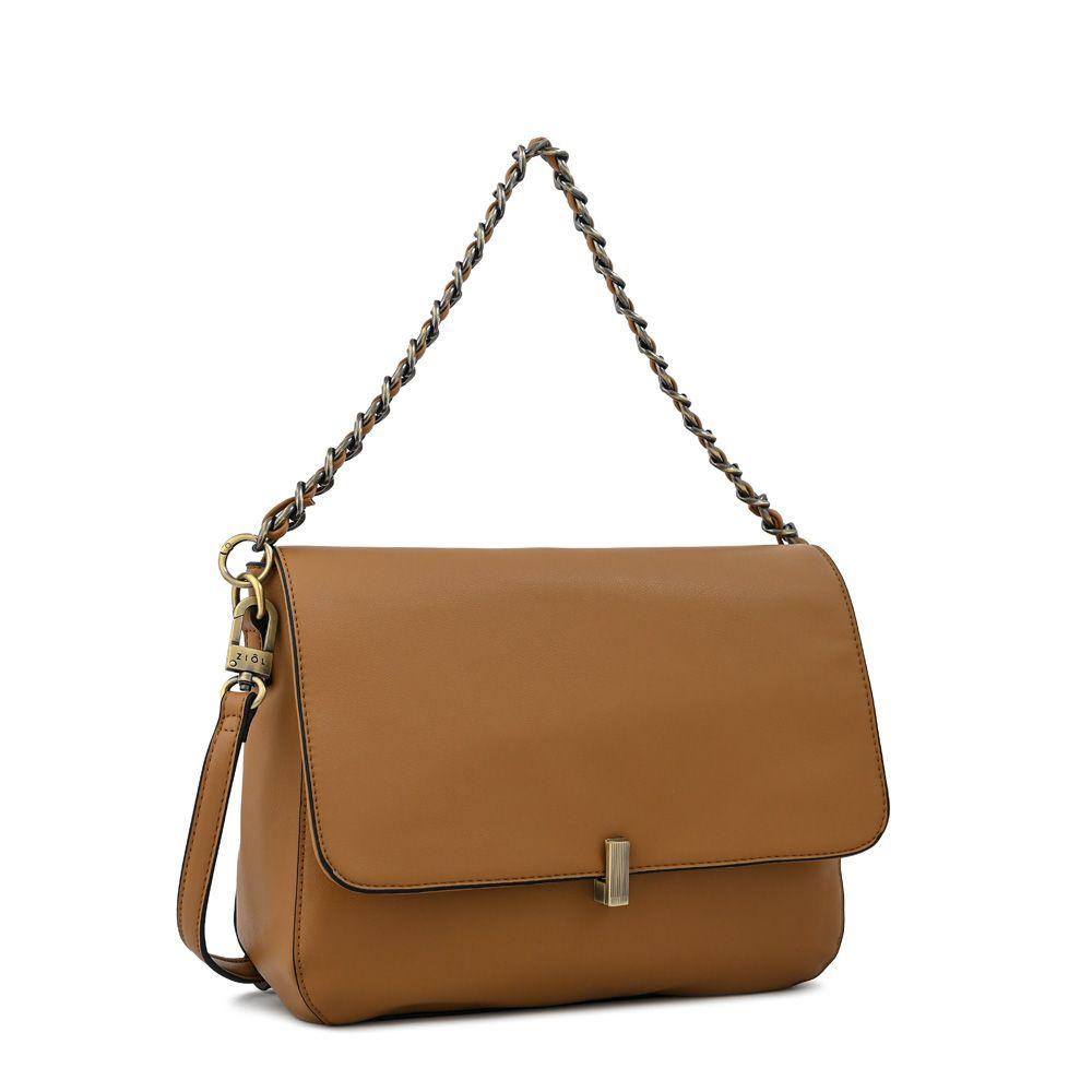 Cartera bandolera con tapa mediana doris beige-1