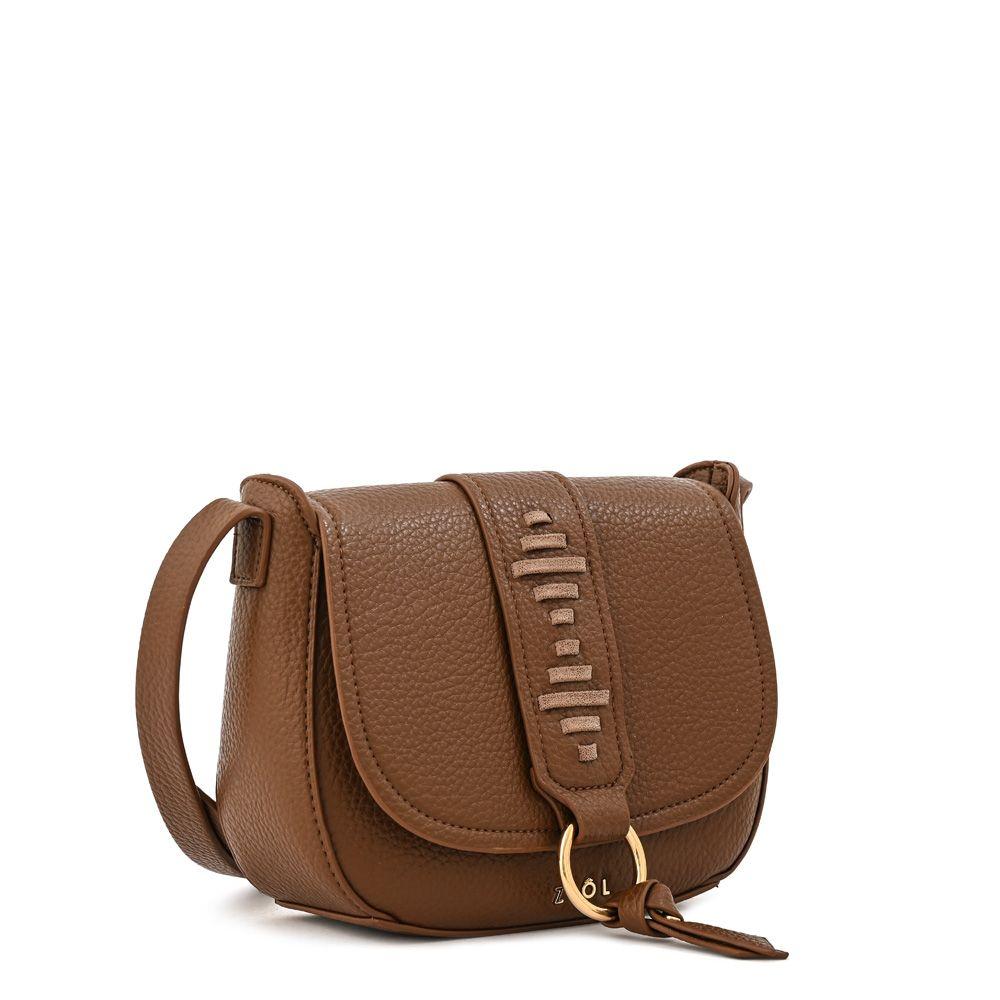 Cartera Bandolera con tapa tyra mediana café-1