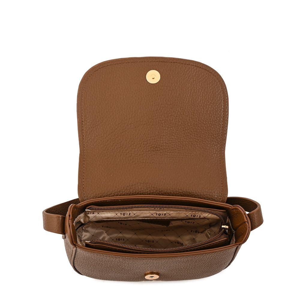 Cartera Bandolera con tapa tyra mediana café-3