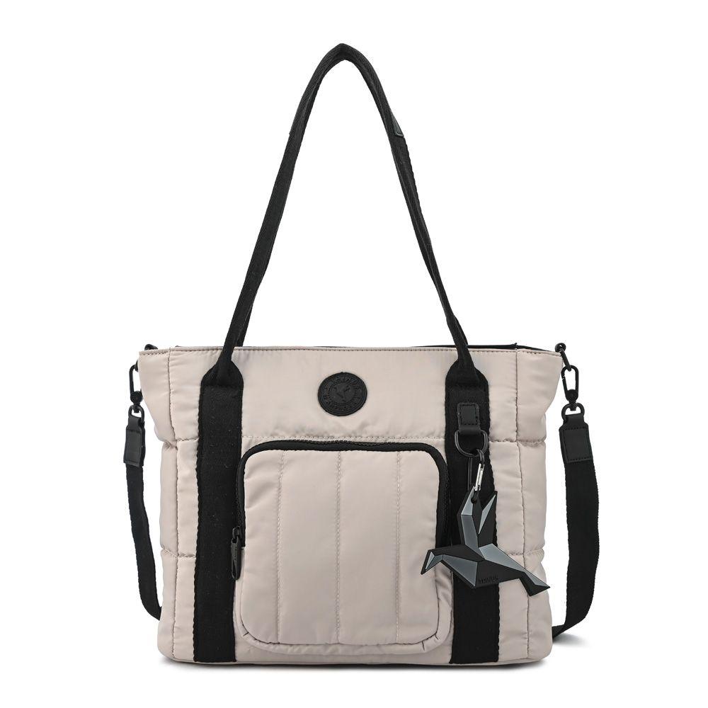Cartera tote tres divisiones mediana florence gris claro-0