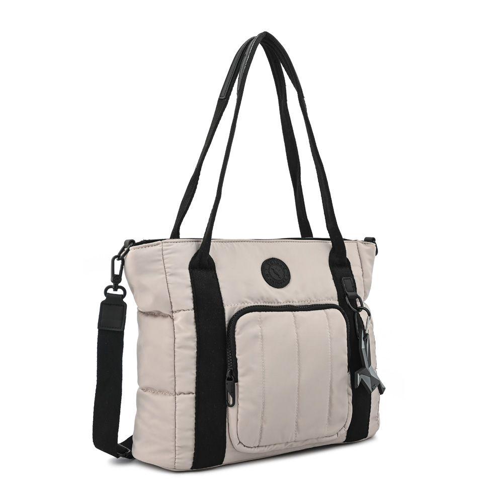 Cartera tote tres divisiones mediana florence gris claro-1