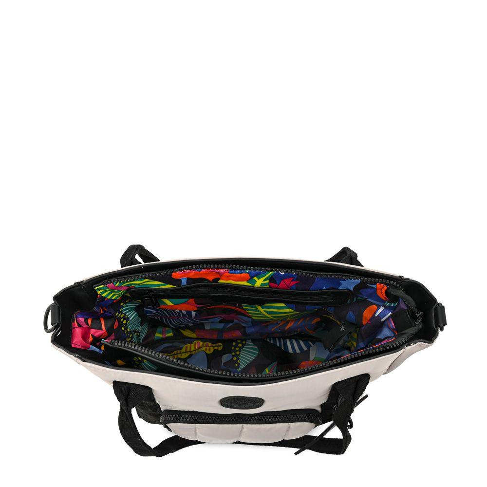 Cartera tote tres divisiones mediana florence gris claro-3