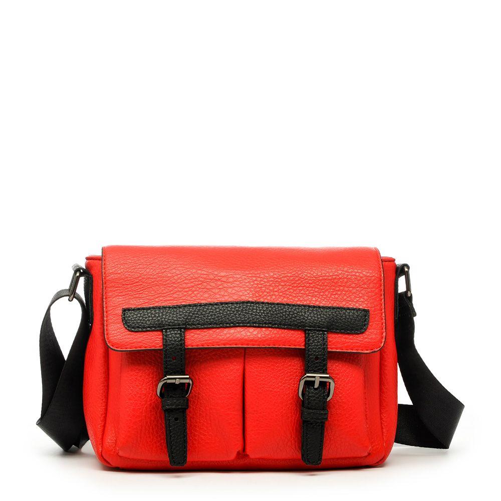 Cartera bandolera con tapa mediana aitina rojo-0