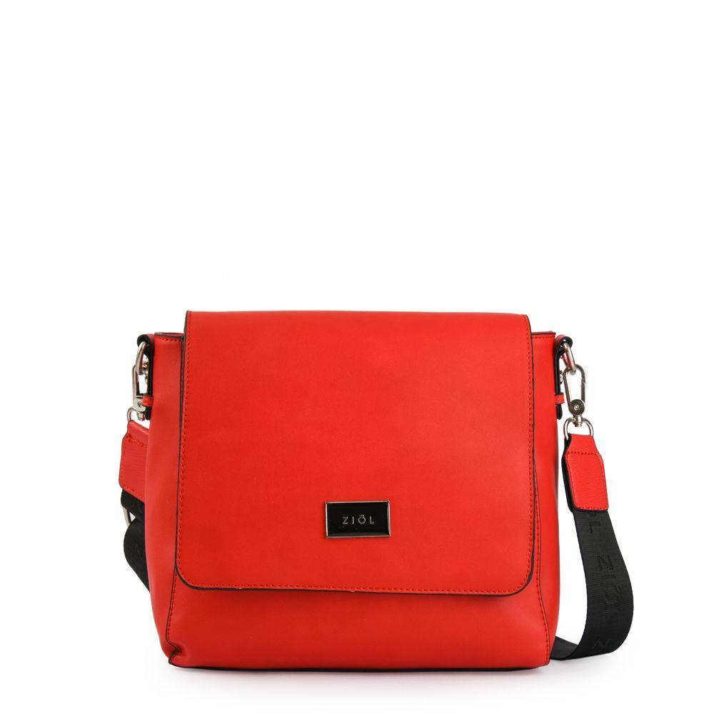 Cartera bandolera con tapa mediana aydin rojo tomate-0