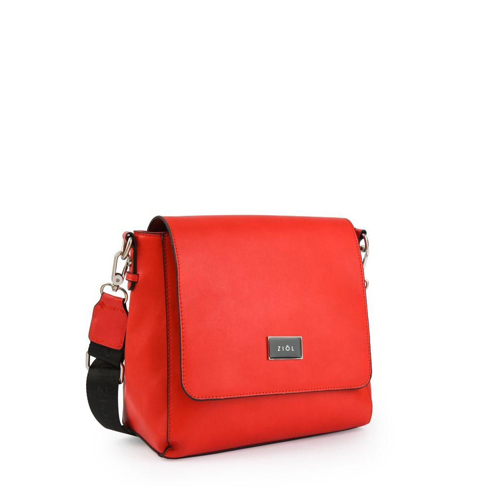 Cartera bandolera con tapa mediana aydin rojo tomate-1