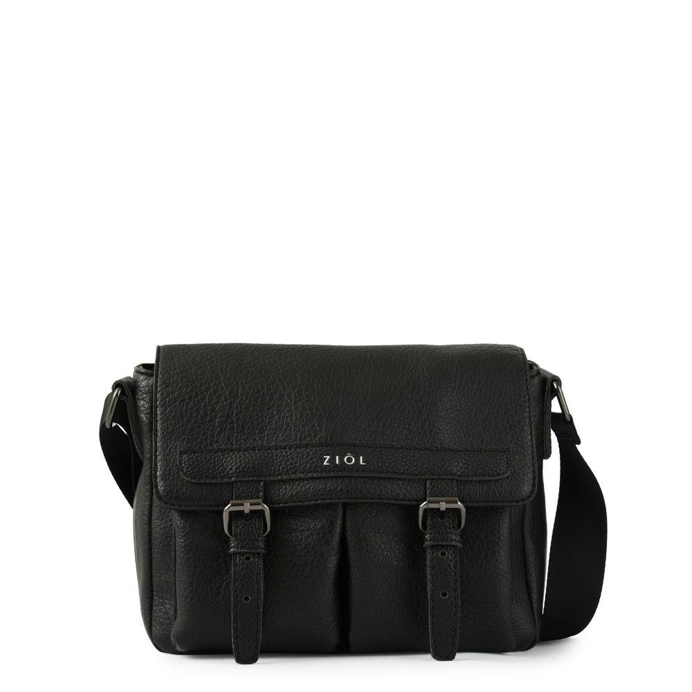 Cartera bandolera con tapa mediana aitina negro-0