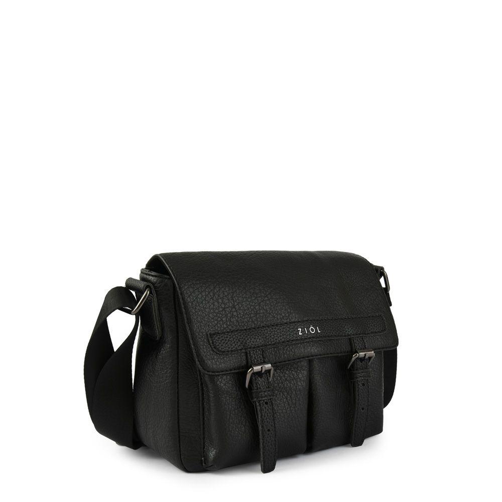 Cartera bandolera con tapa mediana aitina negro-1