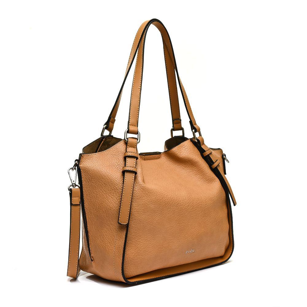 Cartera dos asas tres divisiones mediana romana beige oscuro-1